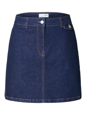 Selected Femme SlfIlu HW Mini Skirt Dark Blue Denim